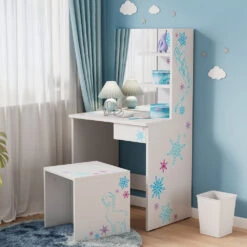 Schminktisch "Schneeflocke" Weiß 55 Cm Mit Hocker Oskar Store -Vicco 20233221 m5550 04 ol