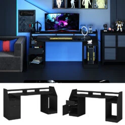 Gaming Tisch "Sonic" Schwarz 179.8 X 48 Cm Mit Schubladen Oskar Store 10 Gaming Tisch "Sonic" Schwarz 179.8 X 48 Cm Mit Schubladen Oskar Store -Vicco 20233312 m5678 02 ol