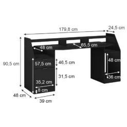 Gaming Tisch "Sonic" Schwarz 179.8 X 48 Cm Mit Schubladen Oskar Store 11 Gaming Tisch "Sonic" Schwarz 179.8 X 48 Cm Mit Schubladen Oskar Store -Vicco 20233312 m5678 03 ol