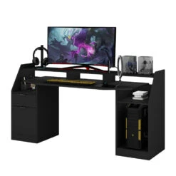 Gaming Tisch "Sonic" Schwarz 179.8 X 48 Cm Mit Schubladen Oskar Store 15 Gaming Tisch "Sonic" Schwarz 179.8 X 48 Cm Mit Schubladen Oskar Store -Vicco 20233312 m5678 07 ol