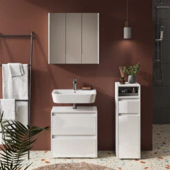 Badmöbel Set "Majest" Weiß/Weiß Hochglanz 3 Teile Vicco 13 Badmöbel Set "Majest" Weiß/Weiß Hochglanz 3 Teile Vicco -Vicco 20233417 m5618 04 ol