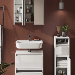 Badmöbel Set "Majest" Weiß/Weiß Hochglanz 3 Teile Vicco 14 Badmöbel Set "Majest" Weiß/Weiß Hochglanz 3 Teile Vicco -Vicco 20233417 m5618 05 ol