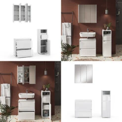 Badmöbel Set "Majest" Weiß/Weiß Hochglanz 3 Teile Vicco 17 Badmöbel Set "Majest" Weiß/Weiß Hochglanz 3 Teile Vicco -Vicco 20233417 m5618 08 ol