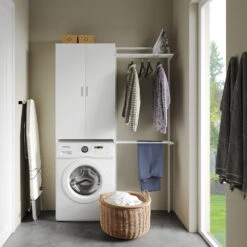 Waschmaschinenschrank "Martha" Weiß 64 X 190 Cm Mit 2 Langen Türen Oskar Store 13 Waschmaschinenschrank "Martha" Weiß 64 X 190 Cm Mit 2 Langen Türen Oskar Store -Vicco 20233421 m5559 04 ol