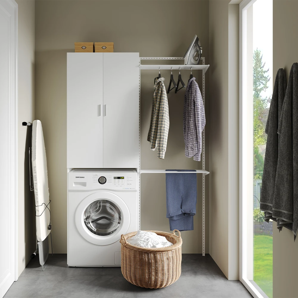 Waschmaschinenschrank "Martha" Weiß 64 X 190 Cm Mit 2 Langen Türen Oskar Store 6 Waschmaschinenschrank "Martha" Weiß 64 X 190 Cm Mit 2 Langen Türen Oskar Store – Bild 4