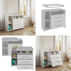 Wickelkommode "Paula" Weiß 110 X 93.5 Cm Mit Wickelaufsatz Oskar Store -Vicco 20233421 m5572 08 ol