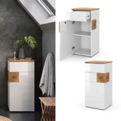 Midischrank "Eden" Weiß Hochglanz/Artisan-Eiche 40 X 84 Cm Vicco 12 Midischrank "Eden" Weiß Hochglanz/Artisan-Eiche 40 X 84 Cm Vicco -Vicco 20233517 m5522 02 ol