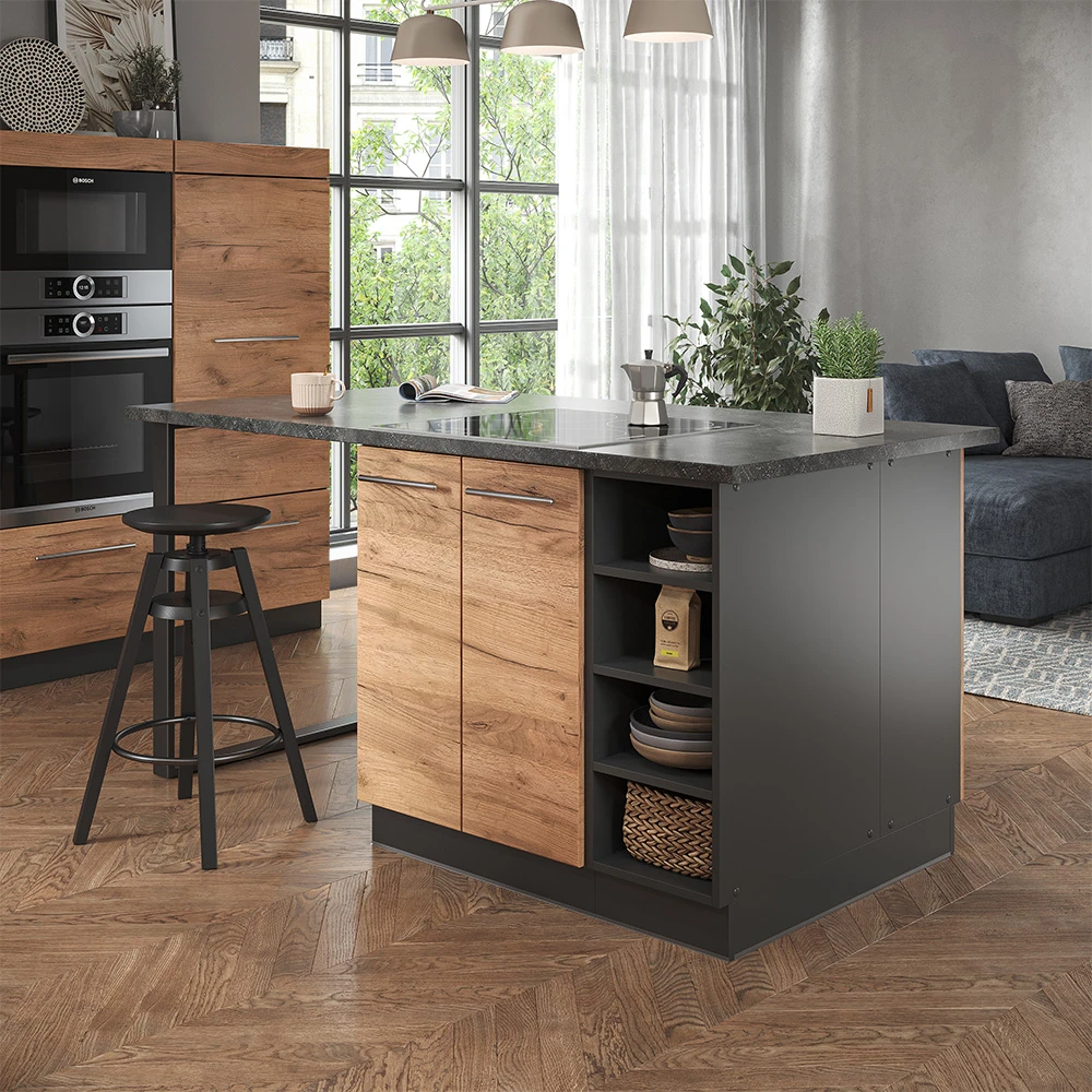 Kücheninsel "Fame-Line" Goldkraft Eiche/Anthrazit 90 Cm Ohne Arbeitsplatte Vicco 6 Kücheninsel "Fame-Line" Goldkraft Eiche/Anthrazit 90 Cm Ohne Arbeitsplatte Vicco – Bild 4