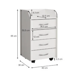 Rollcontainer "Gwendolyn" Weiß 40 X 36 Cm Mit 4 Schubladen Oskar Store -Vicco 20233621 m5657 03 ol