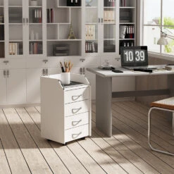 Rollcontainer "Gwendolyn" Weiß 40 X 36 Cm Mit 4 Schubladen Oskar Store -Vicco 20233621 m5657 04 ol