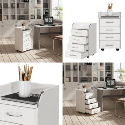 Rollcontainer "Gwendolyn" Weiß 40 X 36 Cm Mit 4 Schubladen Oskar Store -Vicco 20233621 m5657 08 ol