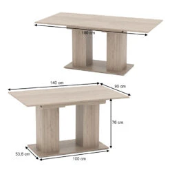 Esstisch "Dix" Sonoma 140 X 90 Cm Vicco -Vicco 20233826 m2167 03 ol