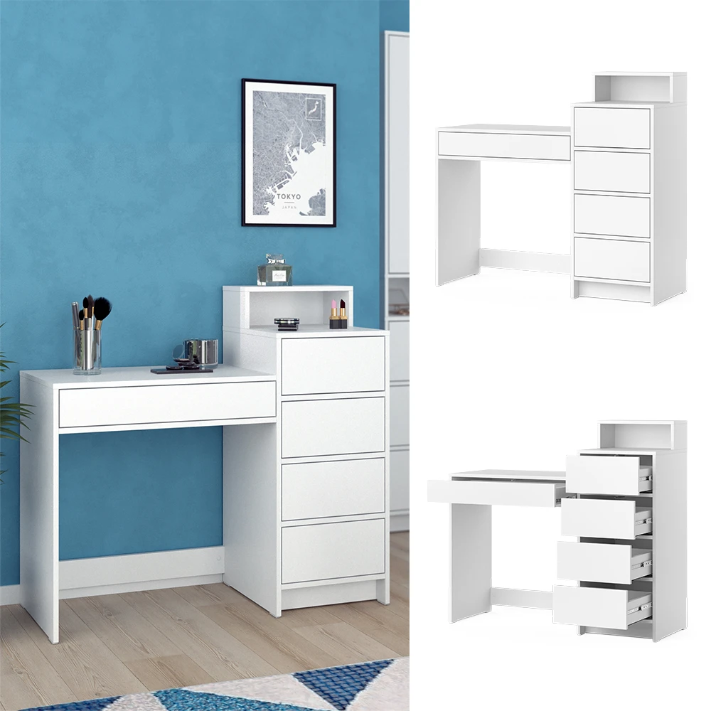 Schminktisch "Nara" Weiß 110.5 Cm Mit 5 Schubladen Vicco 4 Schminktisch "Nara" Weiß 110.5 Cm Mit 5 Schubladen Vicco – Bild 2