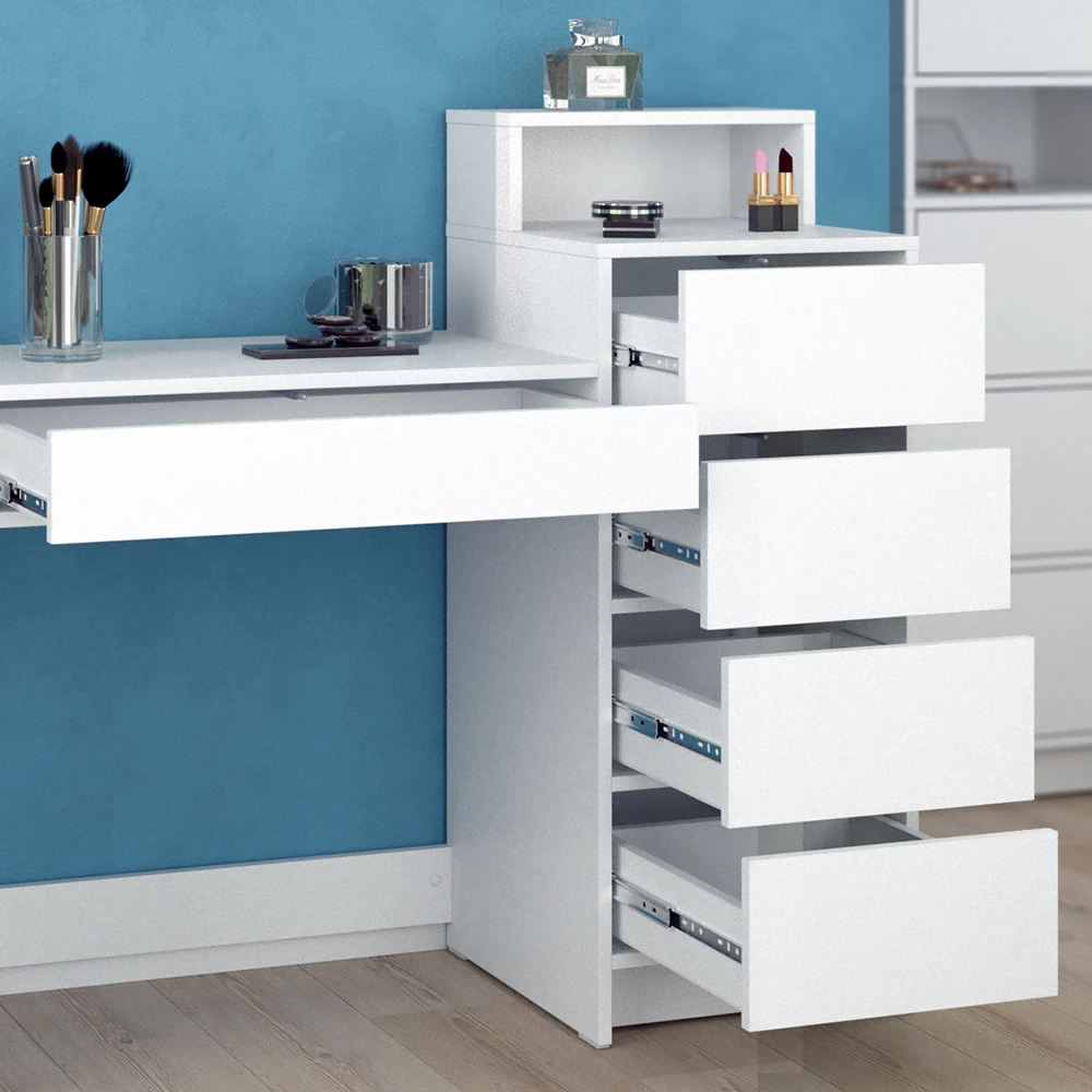 Schminktisch "Nara" Weiß 110.5 Cm Mit 5 Schubladen Vicco 7 Schminktisch "Nara" Weiß 110.5 Cm Mit 5 Schubladen Vicco – Bild 5