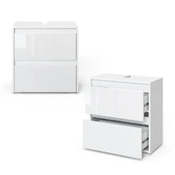 Waschbeckenunterschrank "Majest" Weiß/Weiß Hochglanz 60.2 X 62.1 Cm Vicco -Vicco 20234117 m5523 07 ol