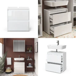 Waschbeckenunterschrank "Majest" Weiß/Weiß Hochglanz 60.2 X 62.1 Cm Vicco -Vicco 20234117 m5523 08 ol