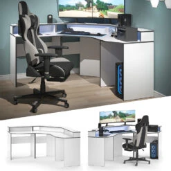 Gaming Tisch "Kron" Weiß/Grau 90 X 90 Cm Vicco -Vicco 20234221 m5769 02 ol