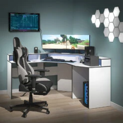 Gaming Tisch "Kron" Weiß/Grau 90 X 90 Cm Vicco -Vicco 20234221 m5769 04 ol