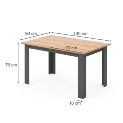 Esstisch "Karlos" Goldkraft Eiche/Anthrazit 140 X 90 Cm Vicco -Vicco 20234226 m4356 03 ol