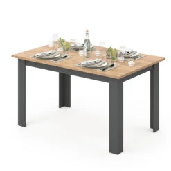 Esstisch "Karlos" Goldkraft Eiche/Anthrazit 140 X 90 Cm Vicco -Vicco 20234226 m4356 07 ol