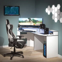 Gaming Tisch "Kron" Weiß/Grau 90 X 90 Cm Eckform Vicco 13 Gaming Tisch "Kron" Weiß/Grau 90 X 90 Cm Eckform Vicco -Vicco 20234321 m5771 04 ol