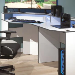 Gaming Tisch "Kron" Weiß/Grau 90 X 90 Cm Eckform Vicco 14 Gaming Tisch "Kron" Weiß/Grau 90 X 90 Cm Eckform Vicco -Vicco 20234321 m5771 05 ol