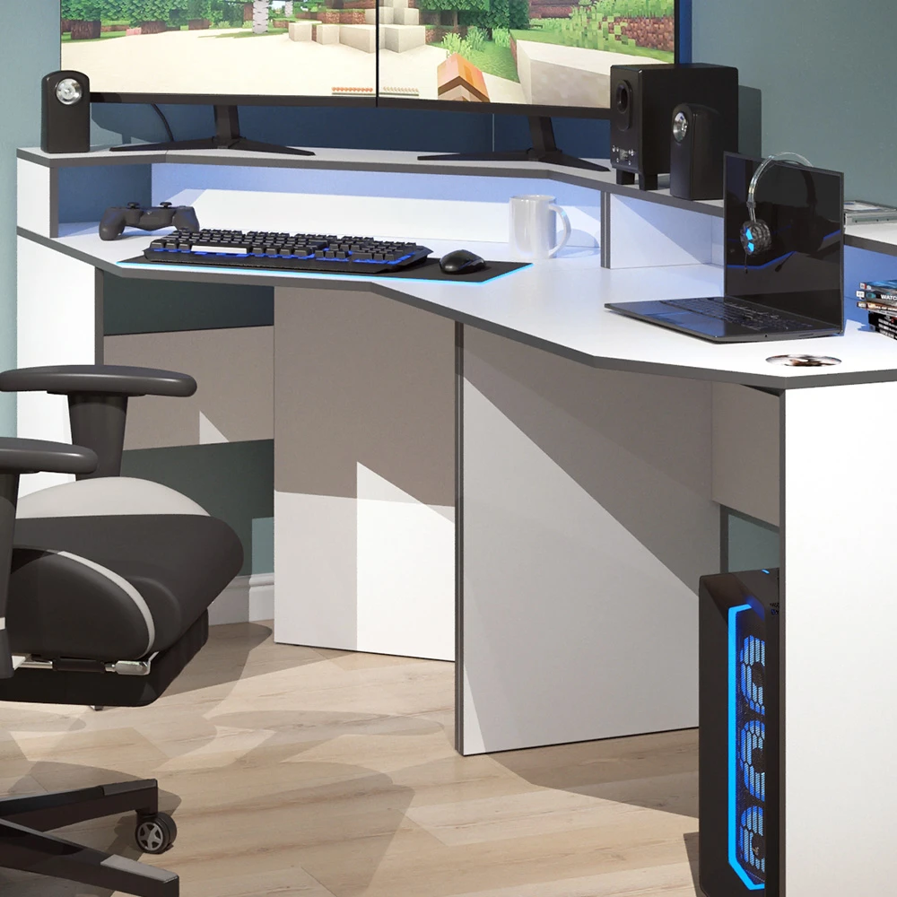 Gaming Tisch "Kron" Weiß/Grau 90 X 90 Cm Eckform Vicco 7 Gaming Tisch "Kron" Weiß/Grau 90 X 90 Cm Eckform Vicco – Bild 5