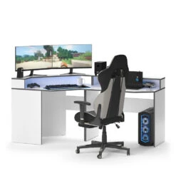 Gaming Tisch "Kron" Weiß/Grau 90 X 90 Cm Eckform Vicco 16 Gaming Tisch "Kron" Weiß/Grau 90 X 90 Cm Eckform Vicco -Vicco 20234321 m5771 07 ol