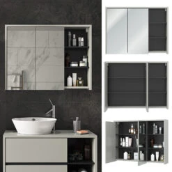 Bad Spiegelschrank "Viola" Grau/Anthrazit 100 X 75 Cm Vicco 12 Bad Spiegelschrank "Viola" Grau/Anthrazit 100 X 75 Cm Vicco -Vicco 20234510 m5586 02 ol