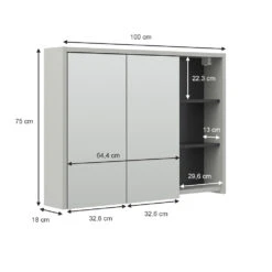 Bad Spiegelschrank "Viola" Grau/Anthrazit 100 X 75 Cm Vicco 13 Bad Spiegelschrank "Viola" Grau/Anthrazit 100 X 75 Cm Vicco -Vicco 20234510 m5586 03 ol