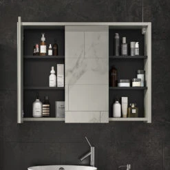 Bad Spiegelschrank "Viola" Grau/Anthrazit 100 X 75 Cm Vicco 14 Bad Spiegelschrank "Viola" Grau/Anthrazit 100 X 75 Cm Vicco -Vicco 20234510 m5586 05 ol