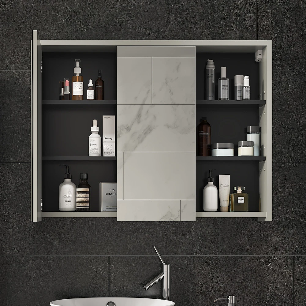 Bad Spiegelschrank "Viola" Grau/Anthrazit 100 X 75 Cm Vicco 7 Bad Spiegelschrank "Viola" Grau/Anthrazit 100 X 75 Cm Vicco – Bild 5