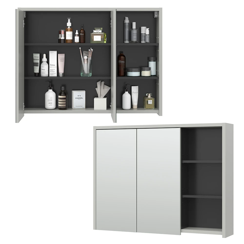 Bad Spiegelschrank "Viola" Grau/Anthrazit 100 X 75 Cm Vicco 9 Bad Spiegelschrank "Viola" Grau/Anthrazit 100 X 75 Cm Vicco – Bild 7