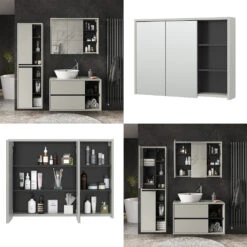 Bad Spiegelschrank "Viola" Grau/Anthrazit 100 X 75 Cm Vicco 17 Bad Spiegelschrank "Viola" Grau/Anthrazit 100 X 75 Cm Vicco -Vicco 20234510 m5586 08 ol