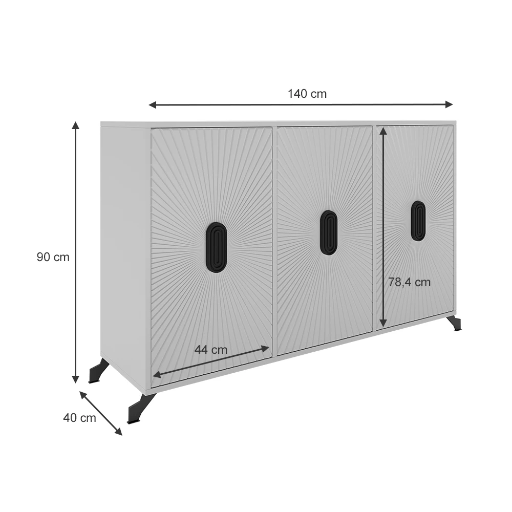 Sideboard "Marokko" Hellgrau 140 X 90 Cm Vicco 5 Sideboard "Marokko" Hellgrau 140 X 90 Cm Vicco – Bild 3