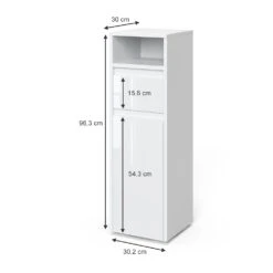 Midischrank "Majest" Weiß/Weiß Hochglanz 30.2 X 96.3 Cm Vicco -Vicco 20234617 m5524 03 ol