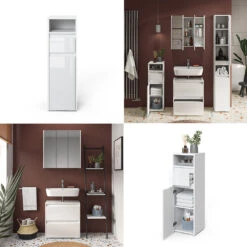 Midischrank "Majest" Weiß/Weiß Hochglanz 30.2 X 96.3 Cm Vicco -Vicco 20234617 m5524 08 ol