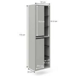 Badschrank "Viola" Grau/Anthrazit 50 X 170 Cm Mit Türen, Und Offenen Fächern Vicco -Vicco 20234710 m5587 03 ol