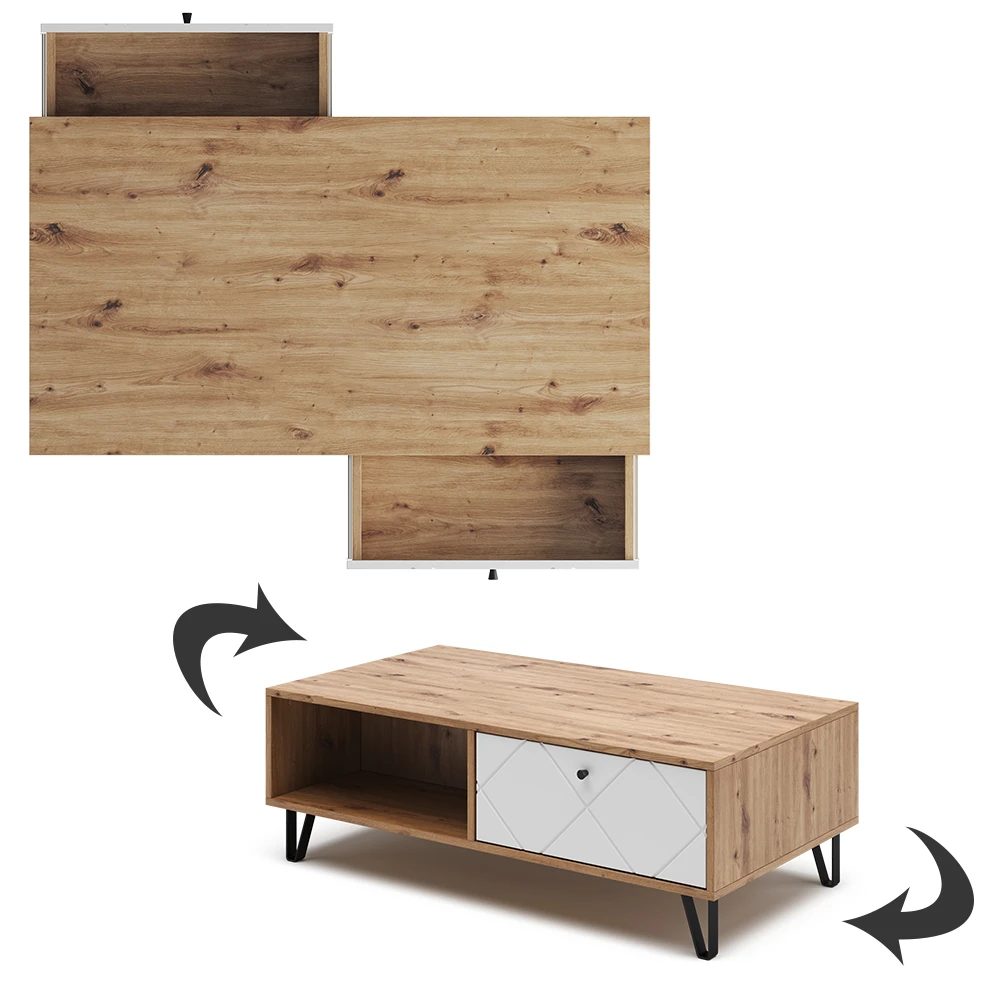 Couchtisch "Nizza" Artisan-Eiche/Weiß 110 X 37 Cm Vicco 8 Couchtisch "Nizza" Artisan-Eiche/Weiß 110 X 37 Cm Vicco – Bild 6