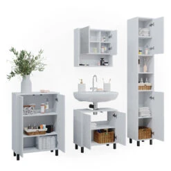 Badmöbel Set "Agasta" Weiß Hochglanz 4 Teile, Mit Hochschrank Vicco 15 Badmöbel Set "Agasta" Weiß Hochglanz 4 Teile, Mit Hochschrank Vicco -Vicco 20234723 m5350 07 ol