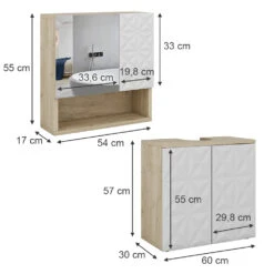 Badmöbel Set "Edge" Weiß/Eiche 2 Teile Vicco 11 Badmöbel Set "Edge" Weiß/Eiche 2 Teile Vicco -Vicco 20235012 m5784 03 ol