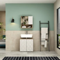 Badmöbel Set "Edge" Weiß/Eiche 2 Teile Vicco 12 Badmöbel Set "Edge" Weiß/Eiche 2 Teile Vicco -Vicco 20235012 m5784 04 ol