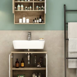 Badmöbel Set "Edge" Weiß/Eiche 2 Teile Vicco 13 Badmöbel Set "Edge" Weiß/Eiche 2 Teile Vicco -Vicco 20235012 m5784 05 ol