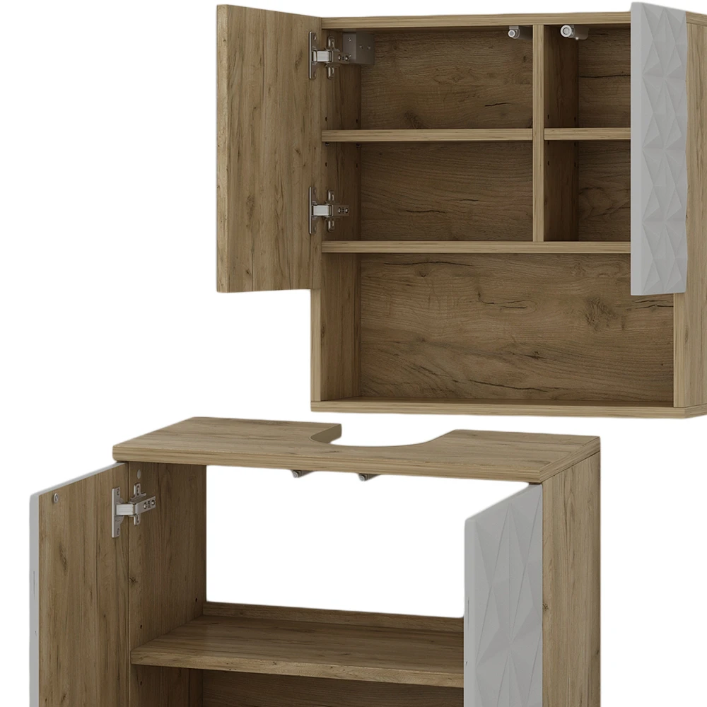 Badmöbel Set "Edge" Weiß/Eiche 2 Teile Vicco 8 Badmöbel Set "Edge" Weiß/Eiche 2 Teile Vicco – Bild 6