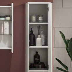 Badschrank "Majest" Weiß/Weiß Hochglanz 30.2 X 191.5 Cm Mit Türen Und Offenem Fach Vicco -Vicco 20235017 m5525 05 ol