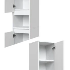 Badschrank "Majest" Weiß/Weiß Hochglanz 30.2 X 191.5 Cm Mit Türen Und Offenem Fach Vicco -Vicco 20235017 m5525 06 ol