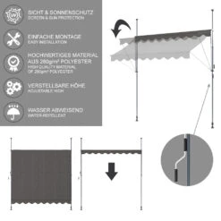 Klemmmarkise Anthrazit 350 Cm OK-Living -Vicco 20235105 g 150 05 ol