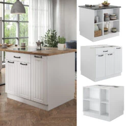 Kücheninsel "Fame-Line" Weiß Landhaus/Weiß 90 Cm Mit Schublade, Ohne Arbeitsplatte Vicco -Vicco 20235301 m5069 02 ol