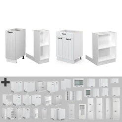 Kücheninsel "Fame-Line" Weiß Landhaus/Weiß 90 Cm Mit Schublade, Ohne Arbeitsplatte Vicco -Vicco 20235301 m5069 06 ol