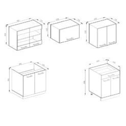Küchenzeile "R-Line" Weiß Landhaus/Anthrazit 200 Cm Ohne Arbeitsplatte Vicco -Vicco 20235401 m4249 03 ol